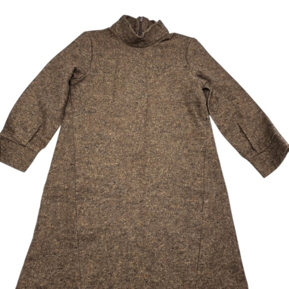 Motoreta Kids Brown Tweed Mock Neck Zipper Dress Made in‎ Spain Size 4